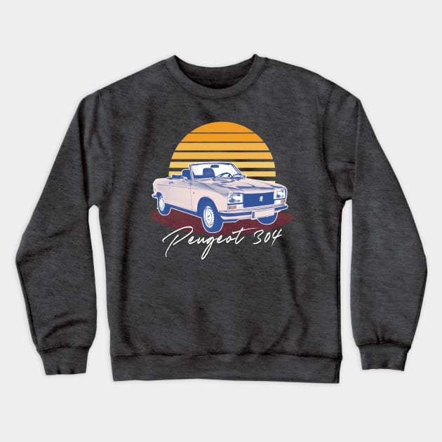 Peugeot 304 Cabriolet Vintage Sunset Design Crewneck Sweatshirt by DankFutura